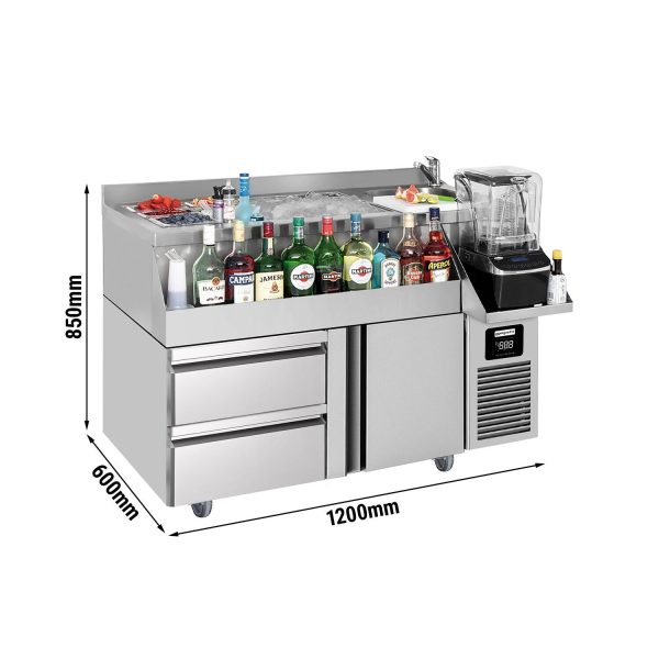 Table réfrigérée pour bar et boissons - 1200x600mm - 150 litres - avec 1 porte, 1 tiroir 1/2 & étagères