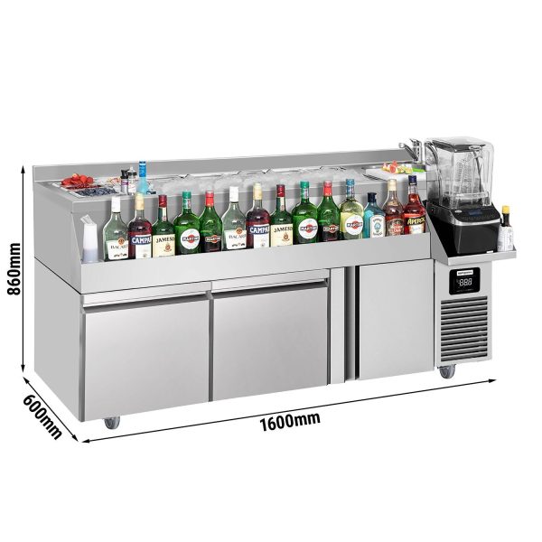 Table réfrigérée pour bar et boissons - 1600x600mm - 235 litres - avec 1 porte, 2 tiroirs & étagères