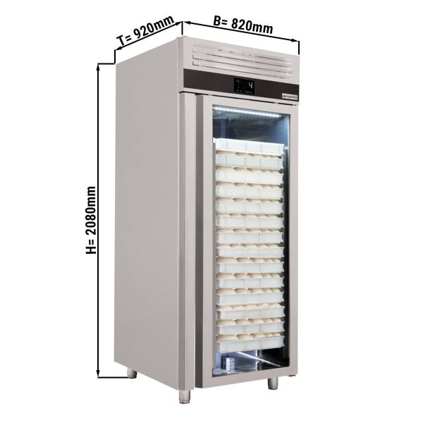 Réfrigérateur pour boulangerie en acier inoxydable PREMIUM - EN 60x80 - 850 litres - avec 1 porte en verre