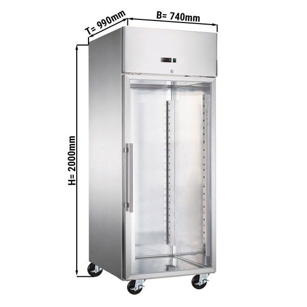 Réfrigérateur pour boulangerie en acier inoxydable ECO - EN 60x80 - 800 Litres - avec 1 porte vitrée