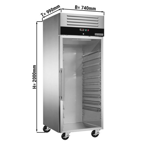 Réfrigérateur pour boulangerie en acier inoxydable PREMIUM - EN 60x80 - 800 Litres - avec 1 porte vitrée