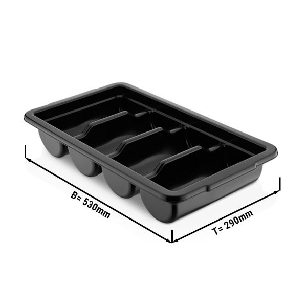 Bac à couverts avec 4 compartiments - Noir