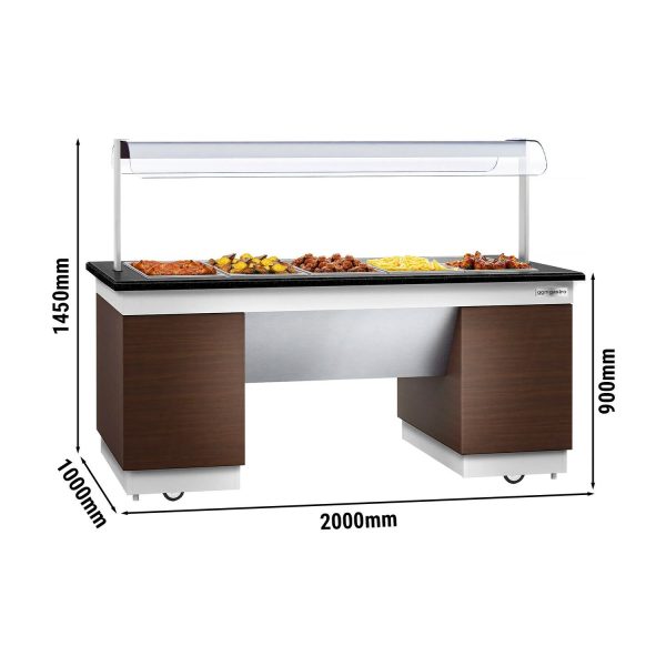 Comptoir buffet DUBLIN - 2000mm - avec bain-marie & roulettes - pour 5x GN 1/2