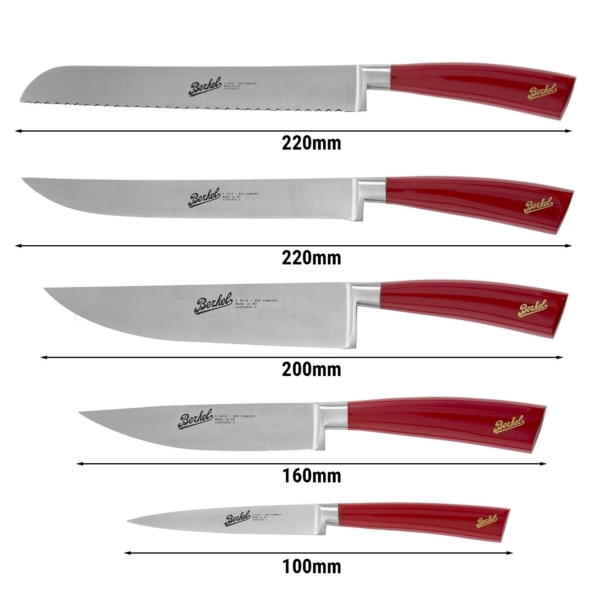 BERKEL | ELEGANCE - Bloc de couteaux avec 5 couteaux - Cuir rouge