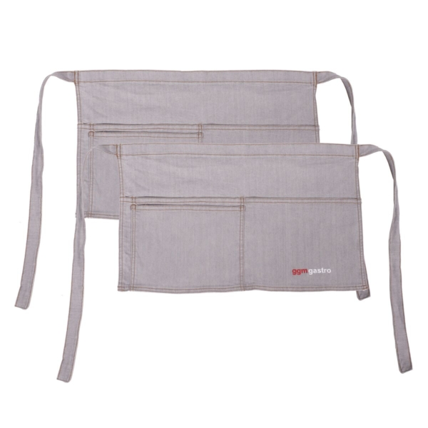 (2 pièces) Tablier de bistrot - court - aspect jeans-gris clair