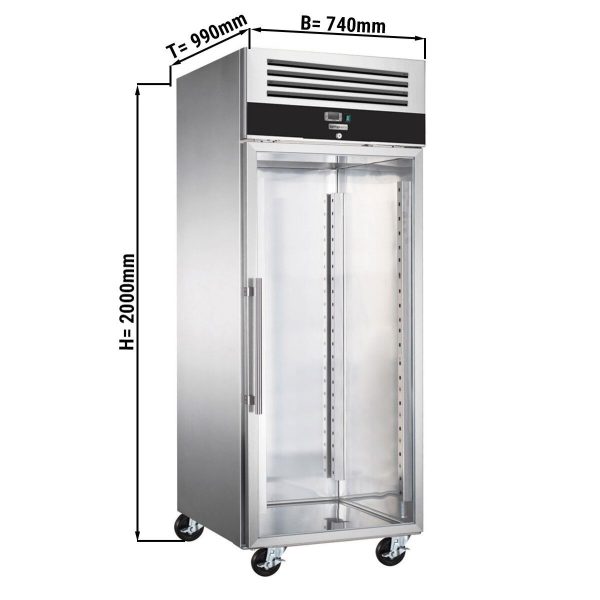 Congélateur pour boulangerie en acier inoxydable PREMIUM - EN 60x80 - 600 Litres - avec 1 porte vitrée