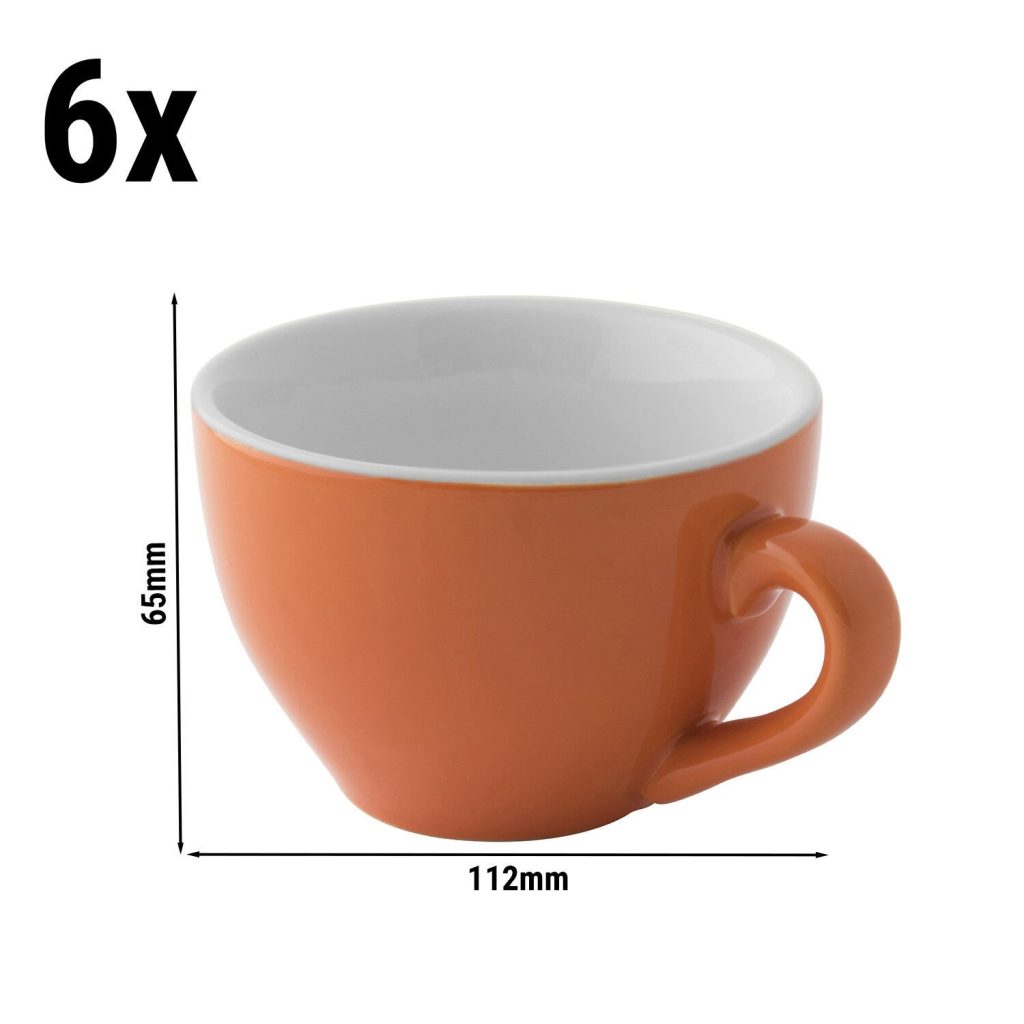 (6 pièces) COULEURS - Tasse à cappuccino - 180ml - Orange