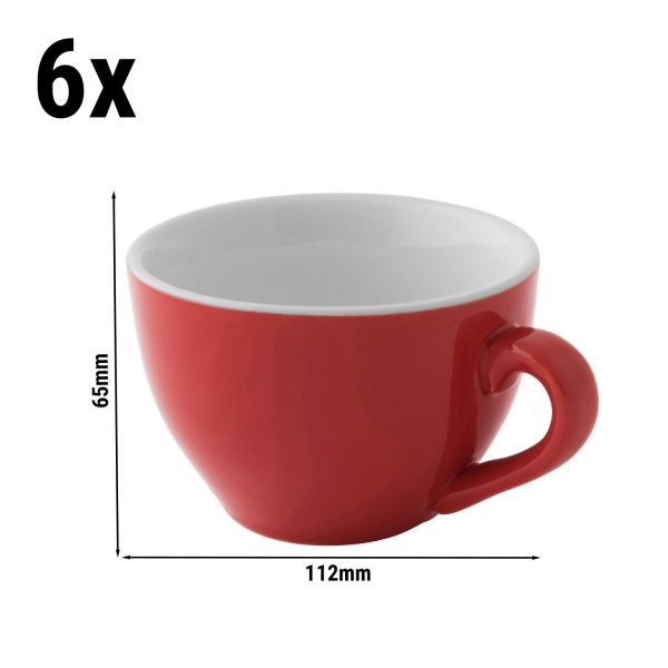 (6 pièces) COULEURS - Tasse à cappuccino - 180ml - Rouge