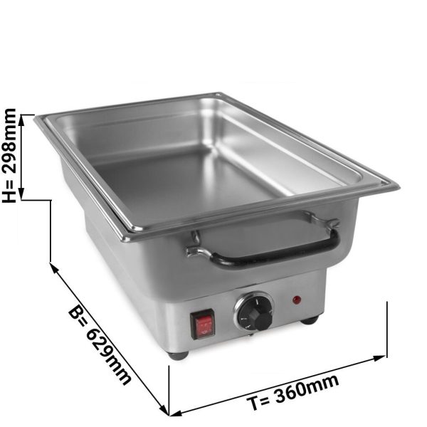 Bain-marie électrique - GN 1/1 - avec couvercle - en acier inoxydable