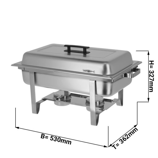 Bain-marie - GN 1/1 - avec couvercle et pieds en acier inoxydable