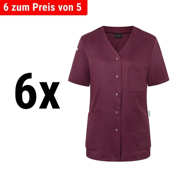 (6 pièces) KARLOWSKY | Casaque femme manches courtes Essential - Aubergine - Taille : 44