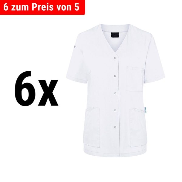 (6 pièces) KARLOWSKY | Casaque femme manches courtes Essential - Blanc - Taille : 54