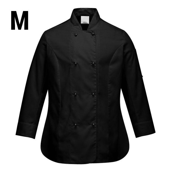 (5 pièces) Veste de cuisine femme manches longues - Noir - Taille : M