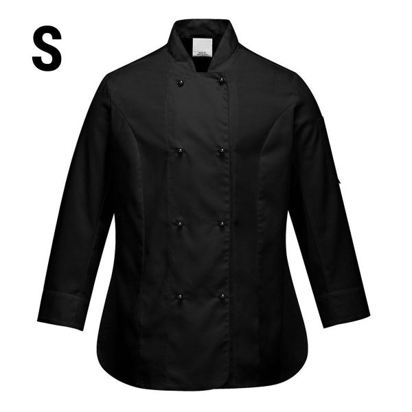 (5 pièces) Veste de cuisine femme manches longues - Noir - Taille : S