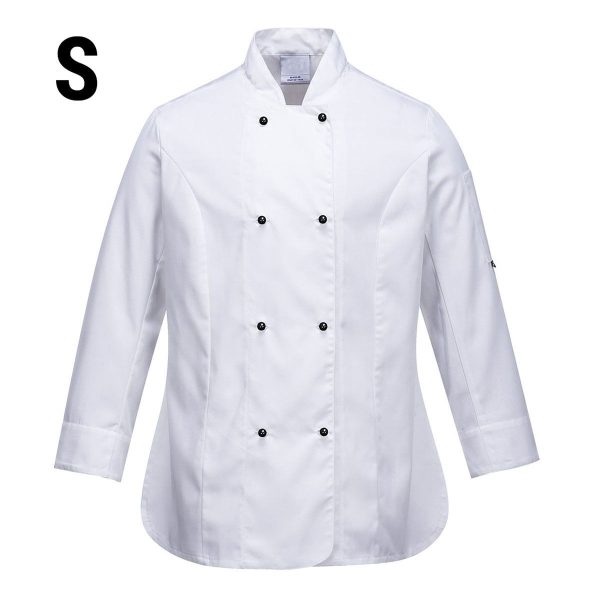 (5 pièces) Veste de cuisine femme manches longues - Blanc - Taille : S