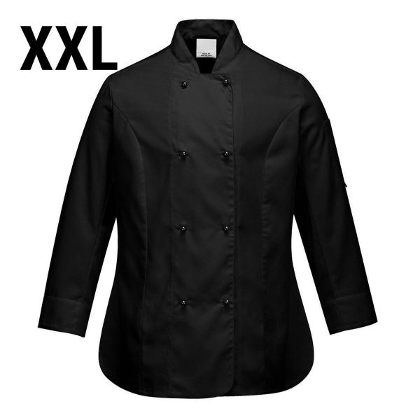 (5 pièces) Veste de cuisine femme manches longues - Noir - Taille : XXL