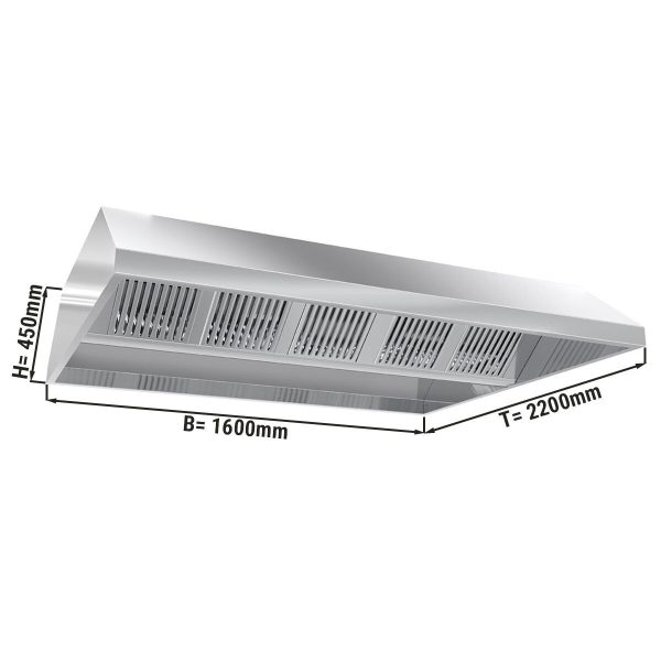 Hotte de plafond statique 1,6 m - avec filtre et lampe