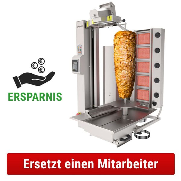 Robot kebab au gaz - 5 brûleurs - max. 120 kg