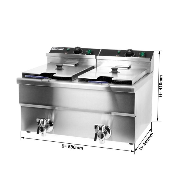 Friteuse électrique double - 8+8 litres - 6,5 kW - avec robinet de vidange