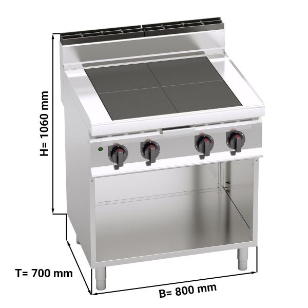 Cuisinière électrique - 12 kW - avec plaques de cuisson abaissées