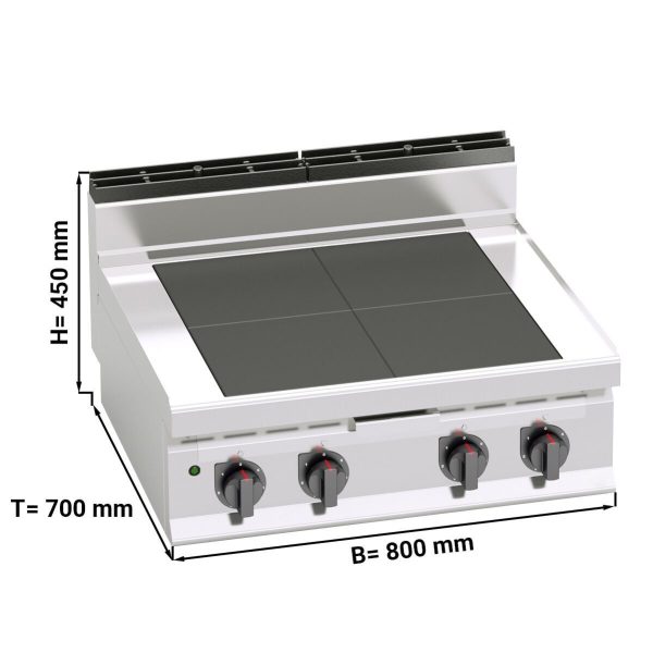 Cuisinière électrique - 12 kW - avec plaques de cuisson abaissées