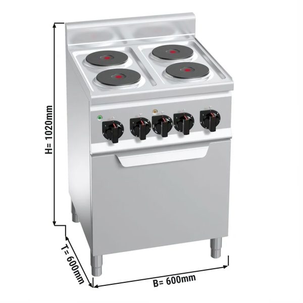 Cuisinière électrique - 8 kW - 4 plaques rondes - Four électrique à convection inclus - 3 kW