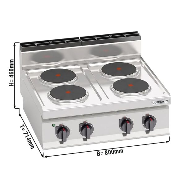 Cuisinière électrique - 10,4 kW - 4 plaques rondes