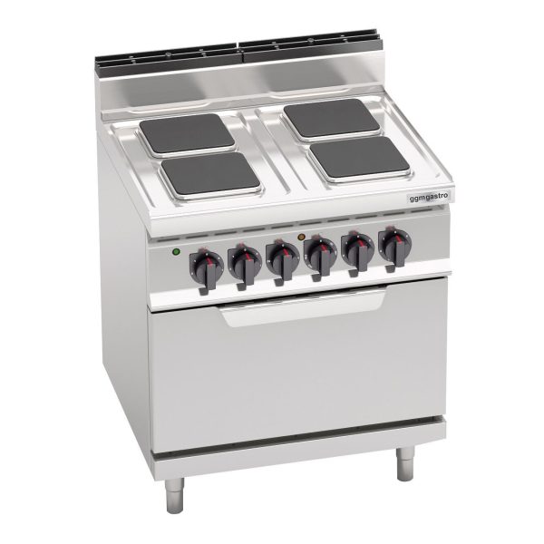 Cuisinière électrique - 10,4 kW - 4 plaques carrées - Four électrique statique inclus - 7,5 kW