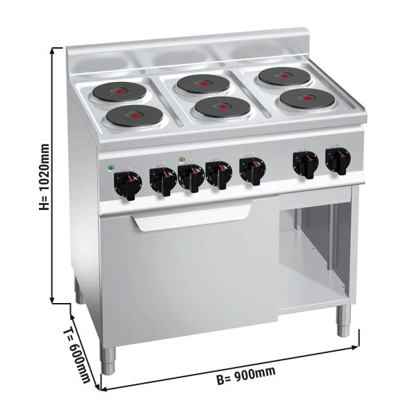 Cuisinière électrique - 12 kW - 6 plaques rondes - Four électrique à convection inclus - 3 kW