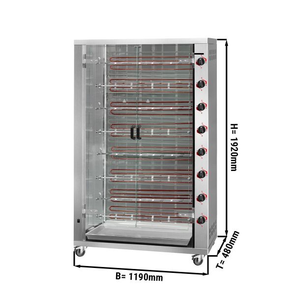 Grill à poulet électrique - 38,4kW - avec 8 broches pour jusqu'à 48 poulets