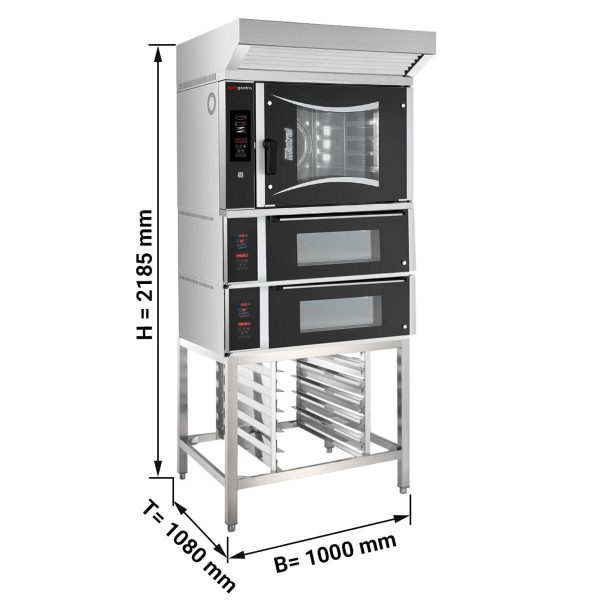 Four combiné de boulangerie - Digital - 6x EN 60x40 - incl. 2 Fours à pizza, Hotte & Support