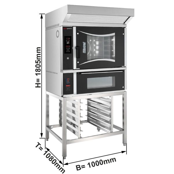 Four combiné de boulangerie - Digital - 6x EN 60x40 - Four à pizza, Hotte & Support inclus