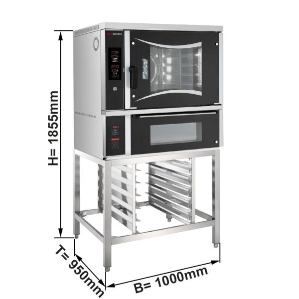 Four combiné de boulangerie - Digital - 6x EN 60x40 - four à pizza & support inclus