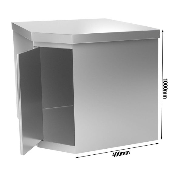 Armoire murale d'angle en inox - 700x400mm - avec porte battante - Hauteur : 1000mm