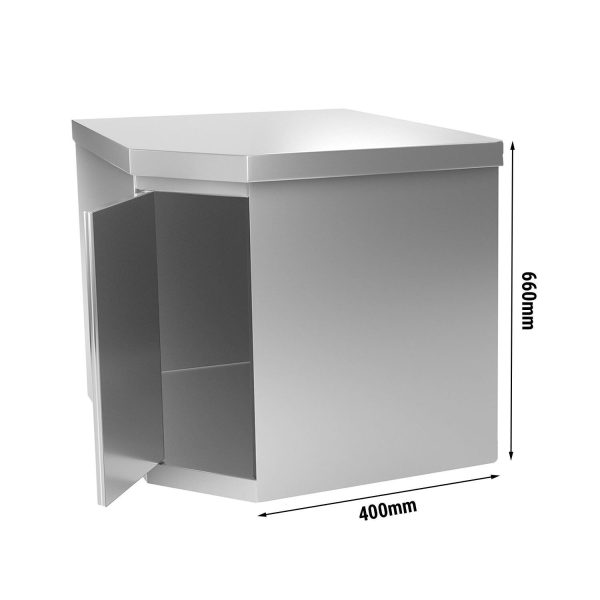 Armoire murale d'angle en inox - 700x400mm - avec porte battante - Hauteur : 650mm