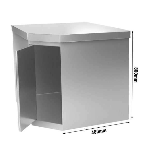 Armoire murale d'angle en inox - 700x400mm - avec porte battante - Hauteur : 800mm