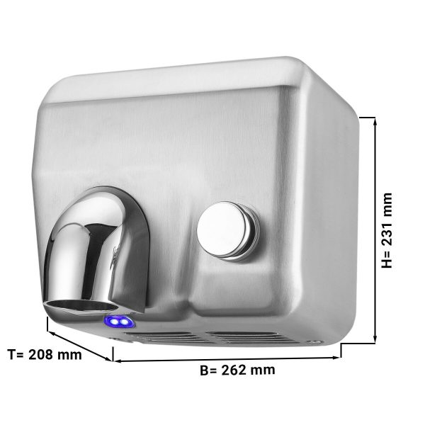 Sèche-mains avec bouton-pression - inox mat