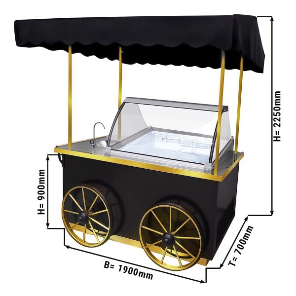 Chariot à glace - 1900mm - avec lavabo & éclairage - pour 7x 5 litres de bacs à glace