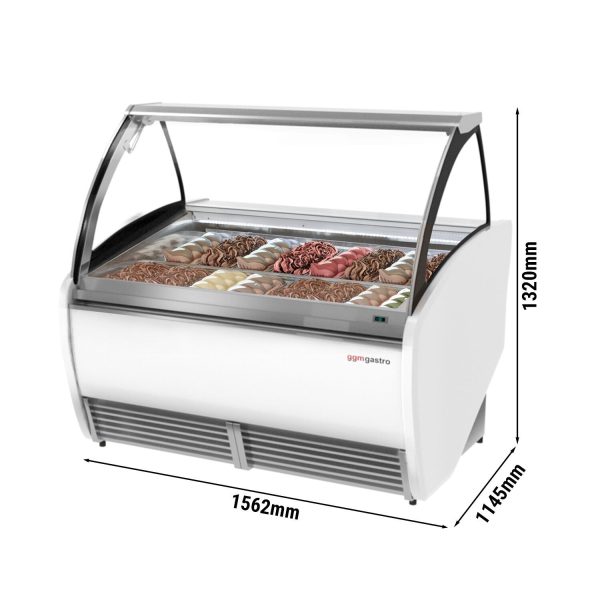 Comptoir à glace LEO - 1640mm - à air pulsé - pour 16x 5 litres de bacs à glace - Blanc