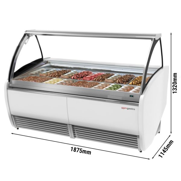 Comptoir à glace LEO - 1960mm - à air pulsé - pour 20x 5 litres de bacs à glace - Blanc