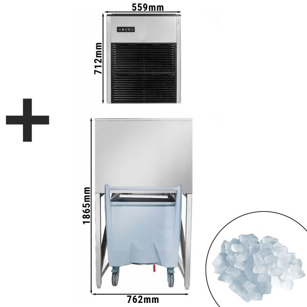 Machine à glaçons - Nugget - 335 kg / 24h - incl. bac de stockage de glace & chariot de transport