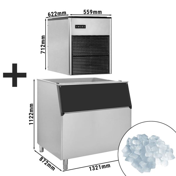 Machine à glaçons - Nugget - 335 kg / 24h - bac de stockage de glace inclus