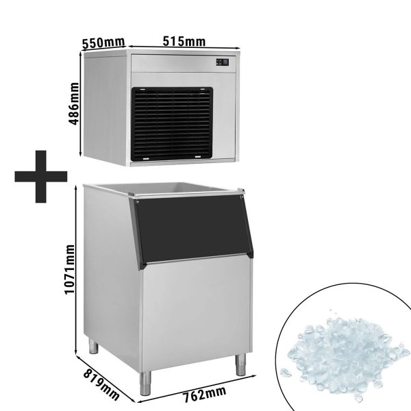 Machine à glace en flocons - 220 k g/ 24 h - incl. bac de stockage de glace