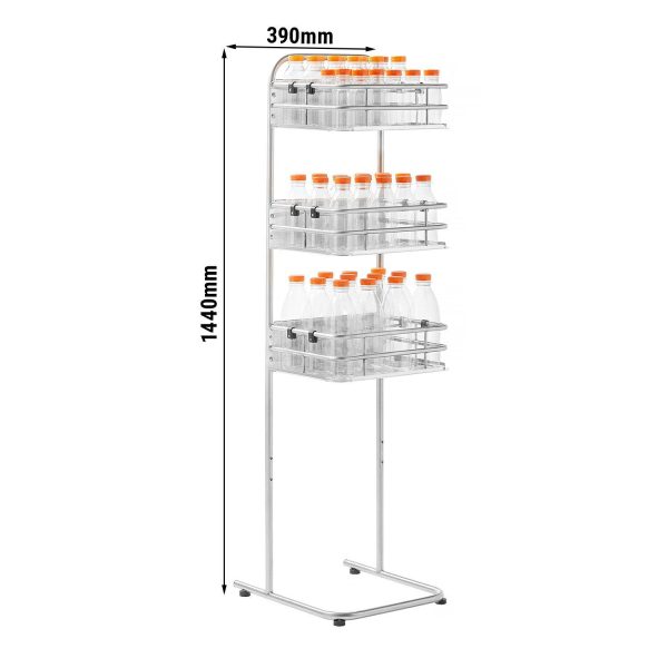 Étagère pour bouteilles et verres pour presse-orange - acier inoxydable - sur pied