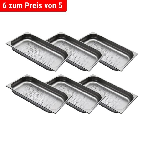 Bac GN 1/1 en inox - perforé - Profondeur : 65 mm