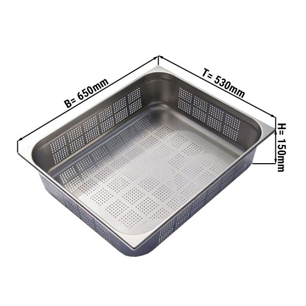 Bac GN perforé 2/1 - profondeur 150 mm