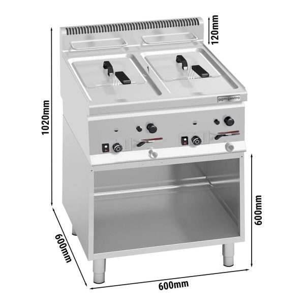 Friteuse double gaz - 8+8 litres - 13,2 kW - support inclus