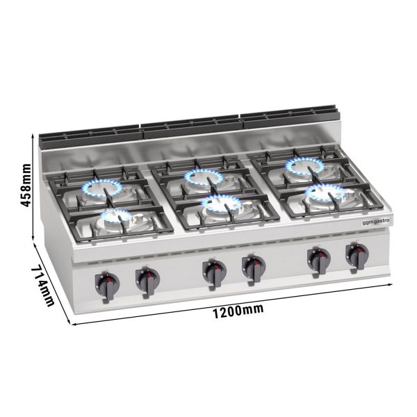 Cuisinière à gaz - 33,5 kW - 6 brûleurs