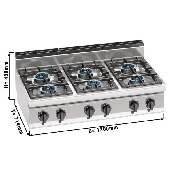 Cuisinière à gaz - 42 kW - 6 brûleurs