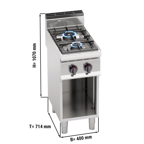 Cuisinière à gaz - 14 kW - 2 brûleurs